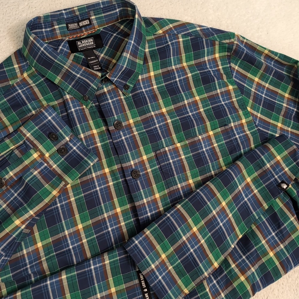 NEW Alaskan‎ Hardgear Untucked Flannel Shirt Plaid Green Men's XLT Wool Blend